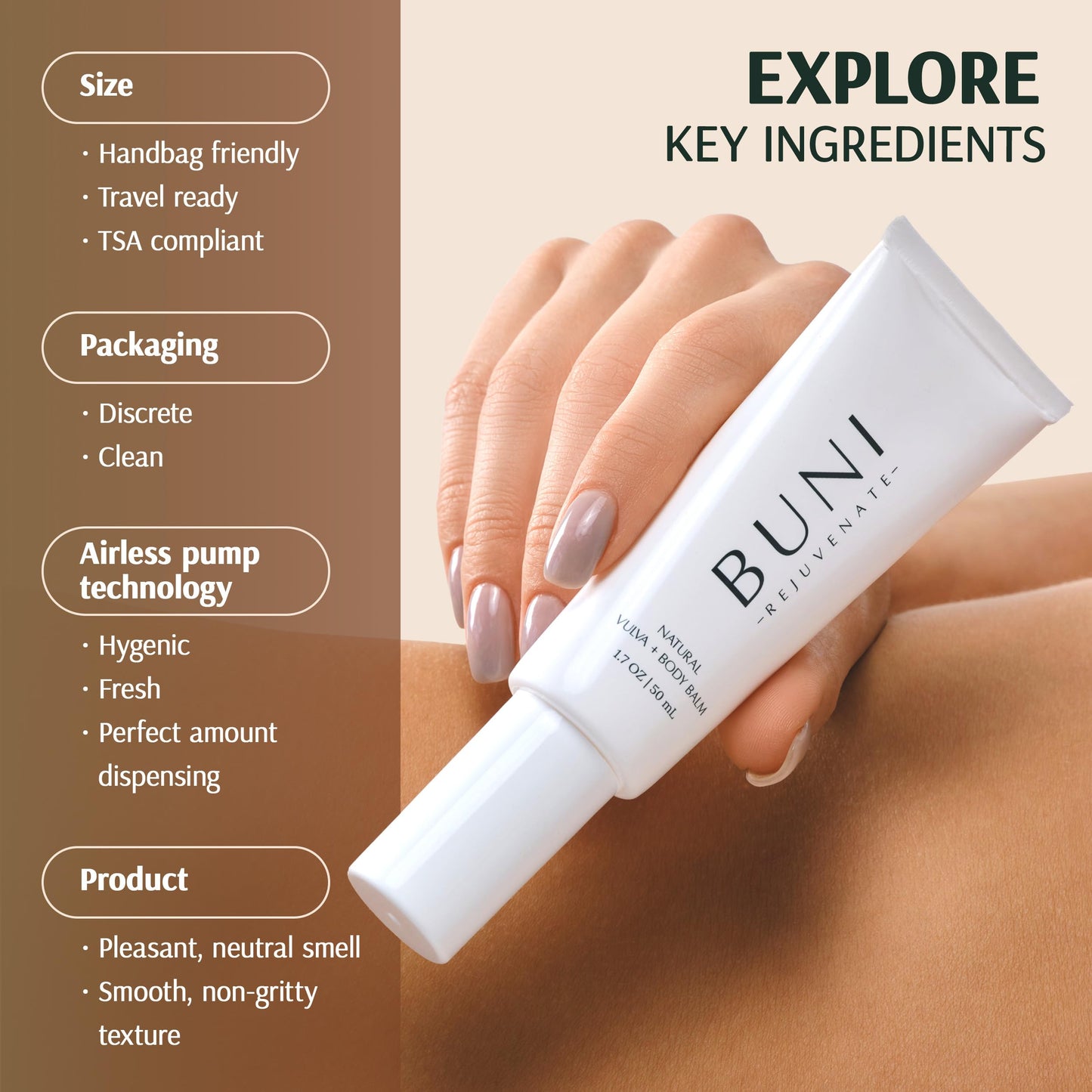 Premium Vulva & Body Balm – Airless Pump Moisturizer for Delicate Skin - Hydrating & Nourishing – Made in USA - OB/GYN Approved