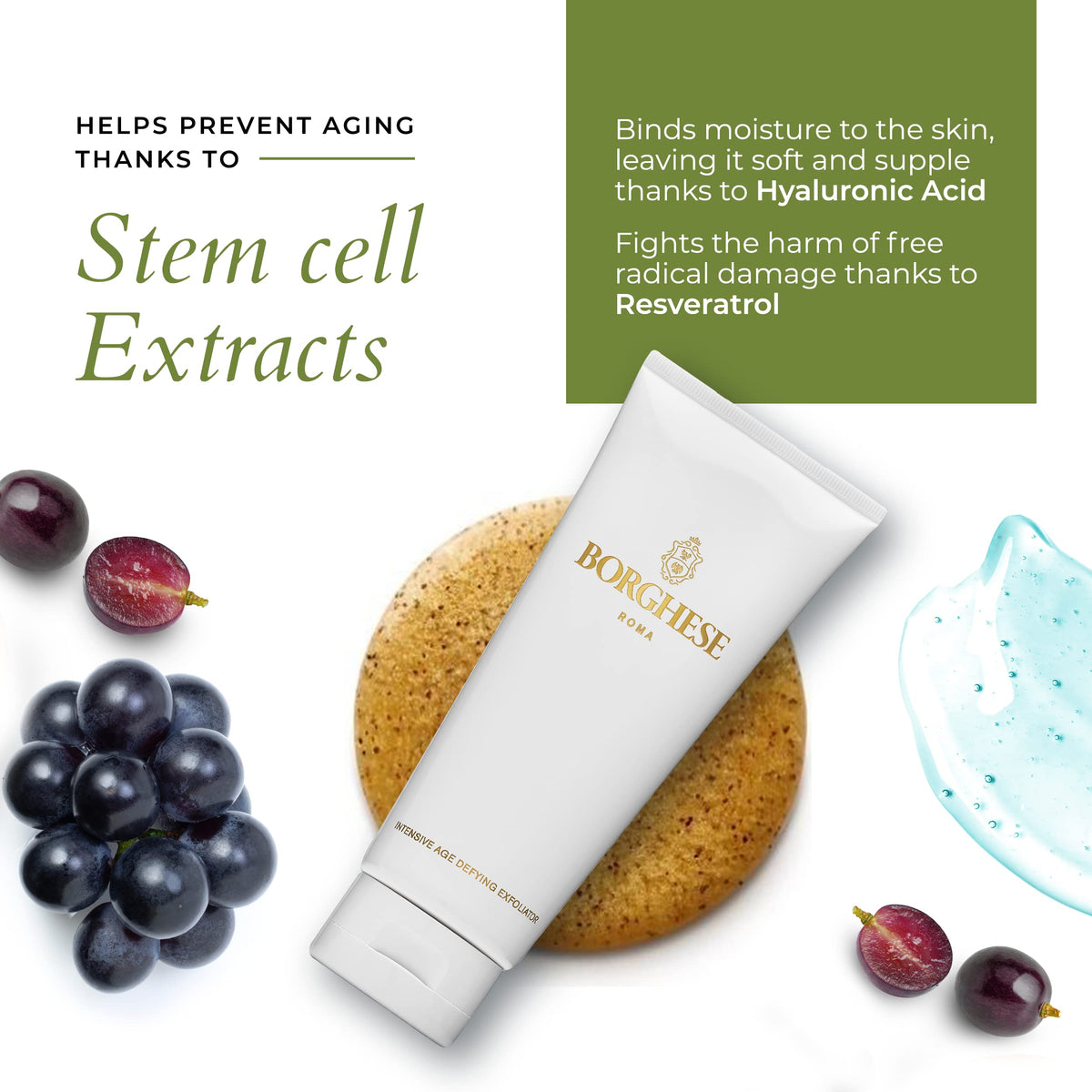 Borghese Intensive Age Defying Exfoliator - Weekly Foaming Facial Exfoliator Scrub with Peptides & Hyaluronic Acid for Smooth Skin, for All Skin Types