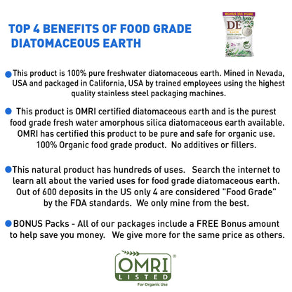 Diatomaceous Earth Food Grade – 100% Natural Organic – Safe For Humans and Pets – Fresh Water Powder – Sealed Bag