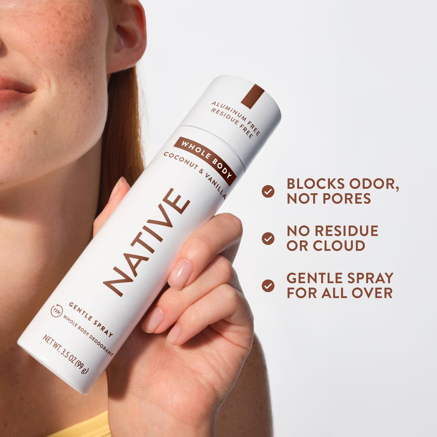 Native Whole Body Deodorant Spray, Coconut & Vanilla, 72 Hour Odor Control, Aluminum Free, No Chemical Propellant, Contains Naturally Derived Ingredients, 3.5 oz