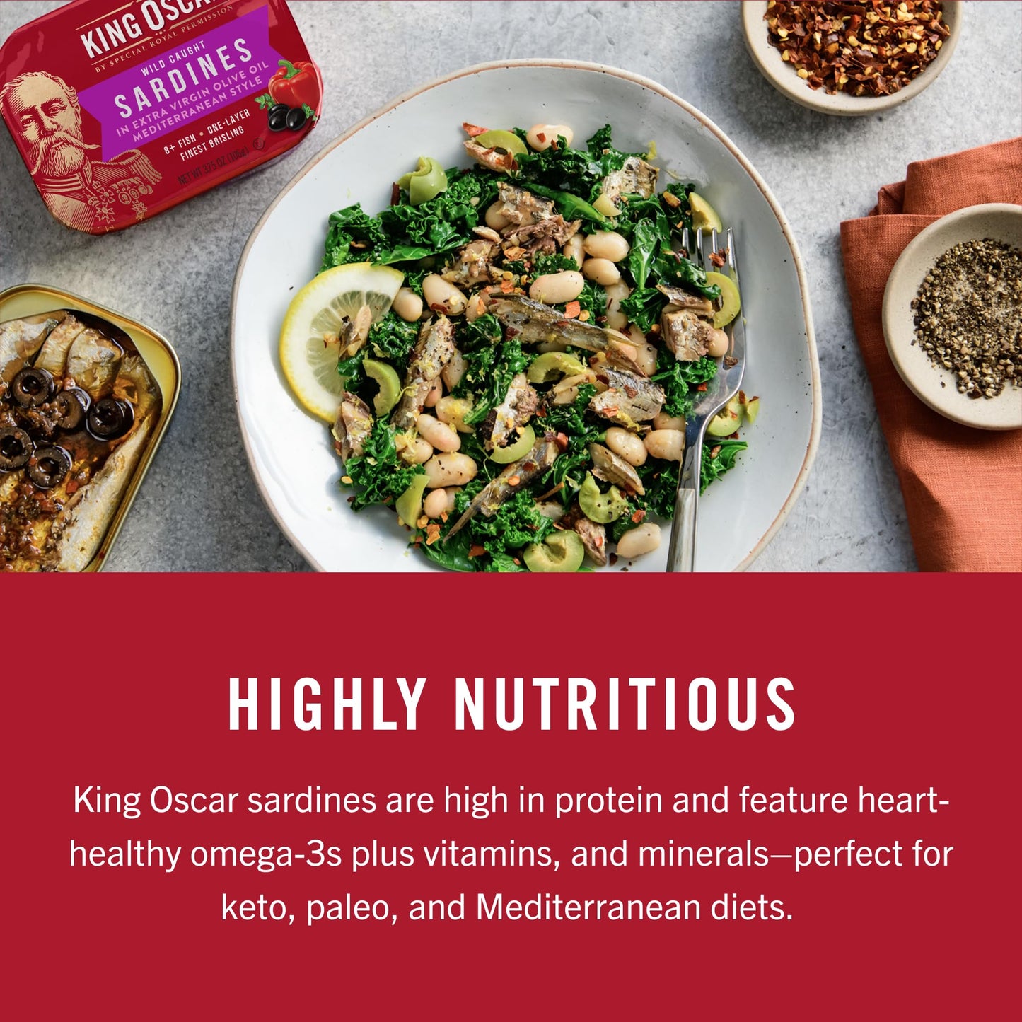 King Oscar Sardines in Olive Oil, 4.38 Ounce Cans (Pack of 12, Packaging May Vary), Skinless & Boneless, Wild Caught Canned Sardines