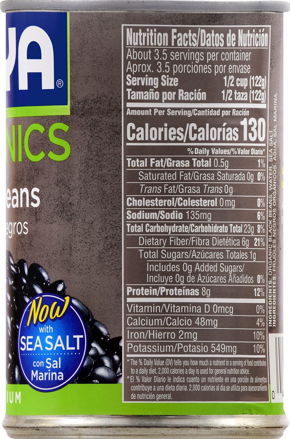 Goya Organic Black Beans, Low Sodium with Sea Salt, 15.5 Ounce (Pack of 8)