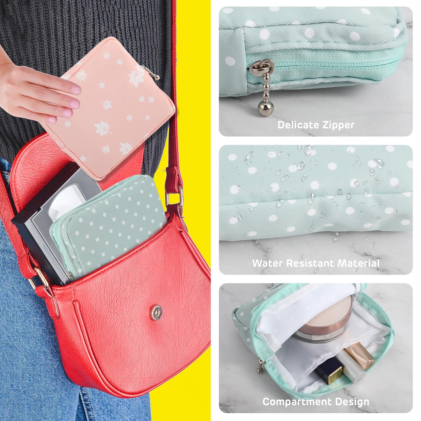 3Pcs Period Bag, Sanitary Pad Storage Bag Samll Period Pouch for Purse Cute Menstrual Period Bag Tampon Pad Holder for Purse, Tampon Organizer Pouch, Feminine Care Period Bags for Teen Girls School