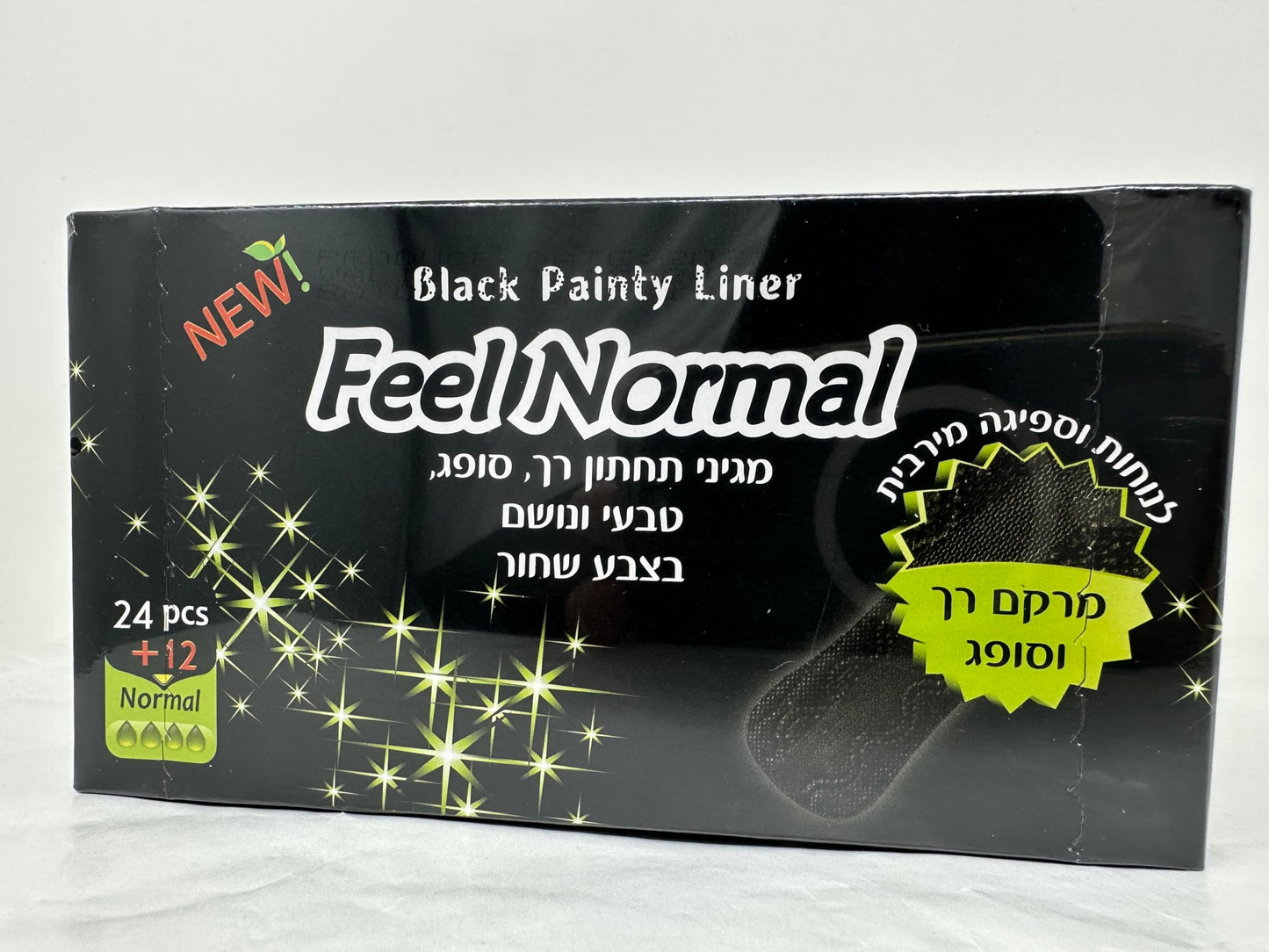 Feel Normal Disposable Black Panty Liners for Women 36 pcs with Protective Layer for Extra Protection Against Leaks