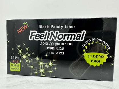 Feel Normal Disposable Black Panty Liners for Women 36 pcs with Protective Layer for Extra Protection Against Leaks