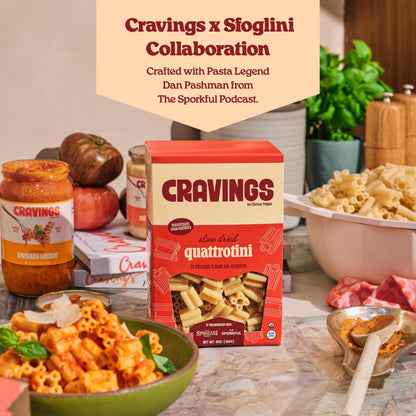 Cravings x Sfoglini Quattrotini Pasta 2 Pack | Organic Durum Semolina Pasta Noodles | Bronze-Die Cut Italian-Inspired Shape, 16oz each