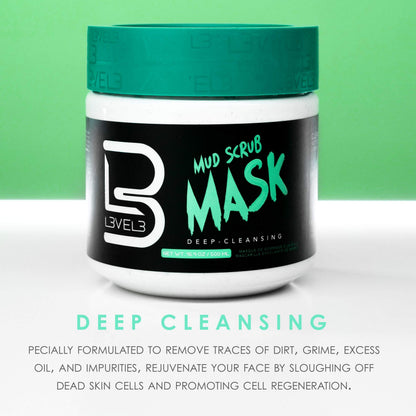 L3 Mud Facial Scrub - Reduces Acne - Gentle and Effective Exfoliation - Reduces Clogged Pores