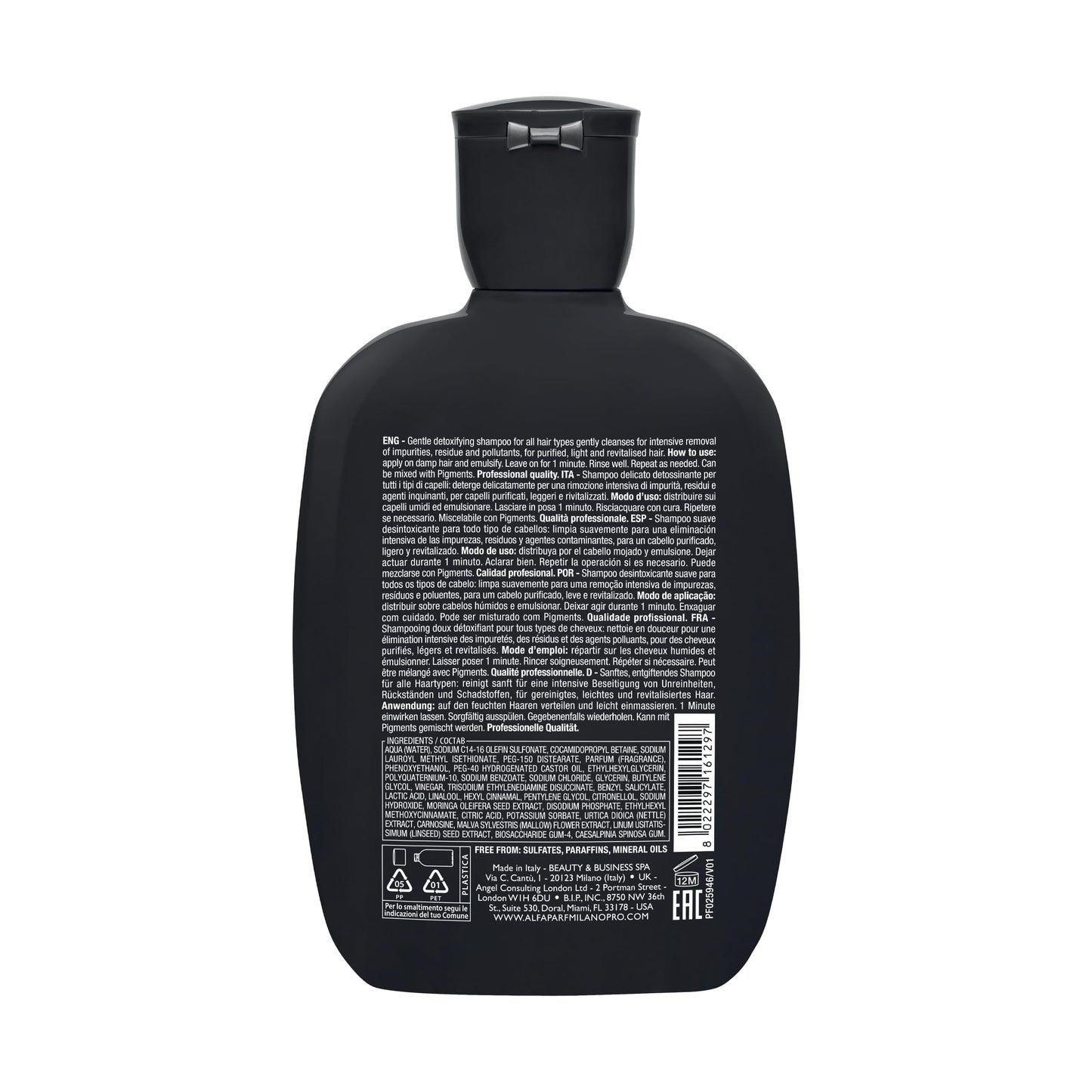 ALFAPARF MILANO Semi di Lino Detox Clarifying Shampoo for Product Build Up, Oil, and Hard Water - Sulfate Free Shampoo - Deep Cleaning Scalp Impurity Remover