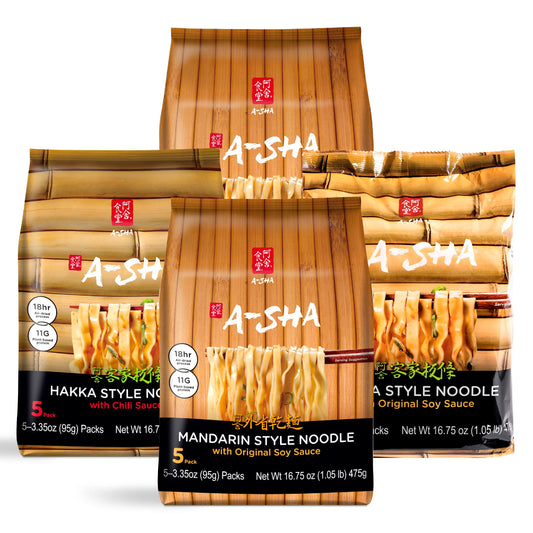 A-Sha Healthy Asian Instant Noodles with Sauce Pack | Best Sellers Variety Bundle | Vegan, Air Dried, High Protein | Great For Ramen, Stir Fry, Wok | 4 Flavors, 19 Packs