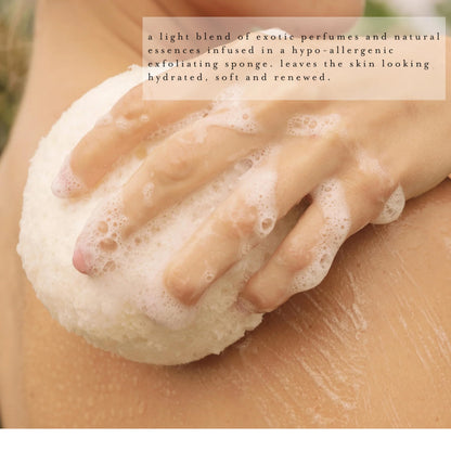 kai Body Buffer – 2 Count exfoliating Bath sponges with Built-in Cleanser, Gardenia Scent, Vegan & Cruelty-Free | Gently exfoliates & cleanses | Made in The USA
