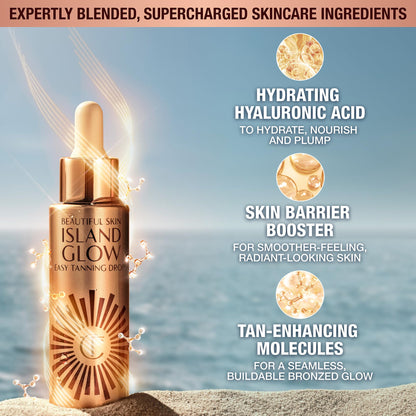 Charlotte Tilbury Beautiful Skin Tanning Drops - Body & Face Bronzing Drops Enriched with Hyaluronic Acid for Long-Lasting Hydration - Leaves Skin with a Natural, Radiant Glow
