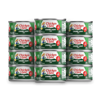 Chicken of the Sea Wild Caught Chunk Light Tuna, 12 Ounce Cans, 12-Count – High Protein 100% Classic Chunk Tuna in Oil – Delicious, Easy, Nutritious Ready to Eat Meals