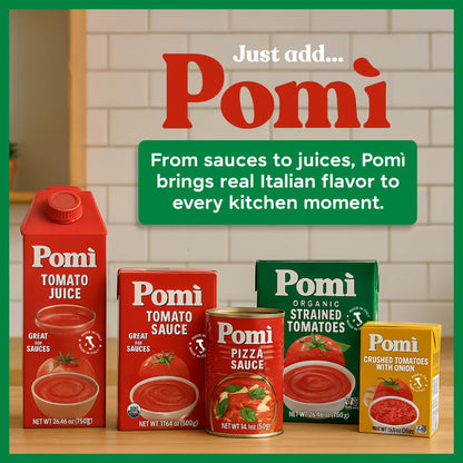 Pomì Crushed Tomatoes with Onion 13.8oz (Pack of 12) - Creamy, Velvety Italian Tomato Sauce No Salt Added, No Additives or Preservatives - BPA free Tomato Crushed - Made from 100% Fresh Italian Tomatoes