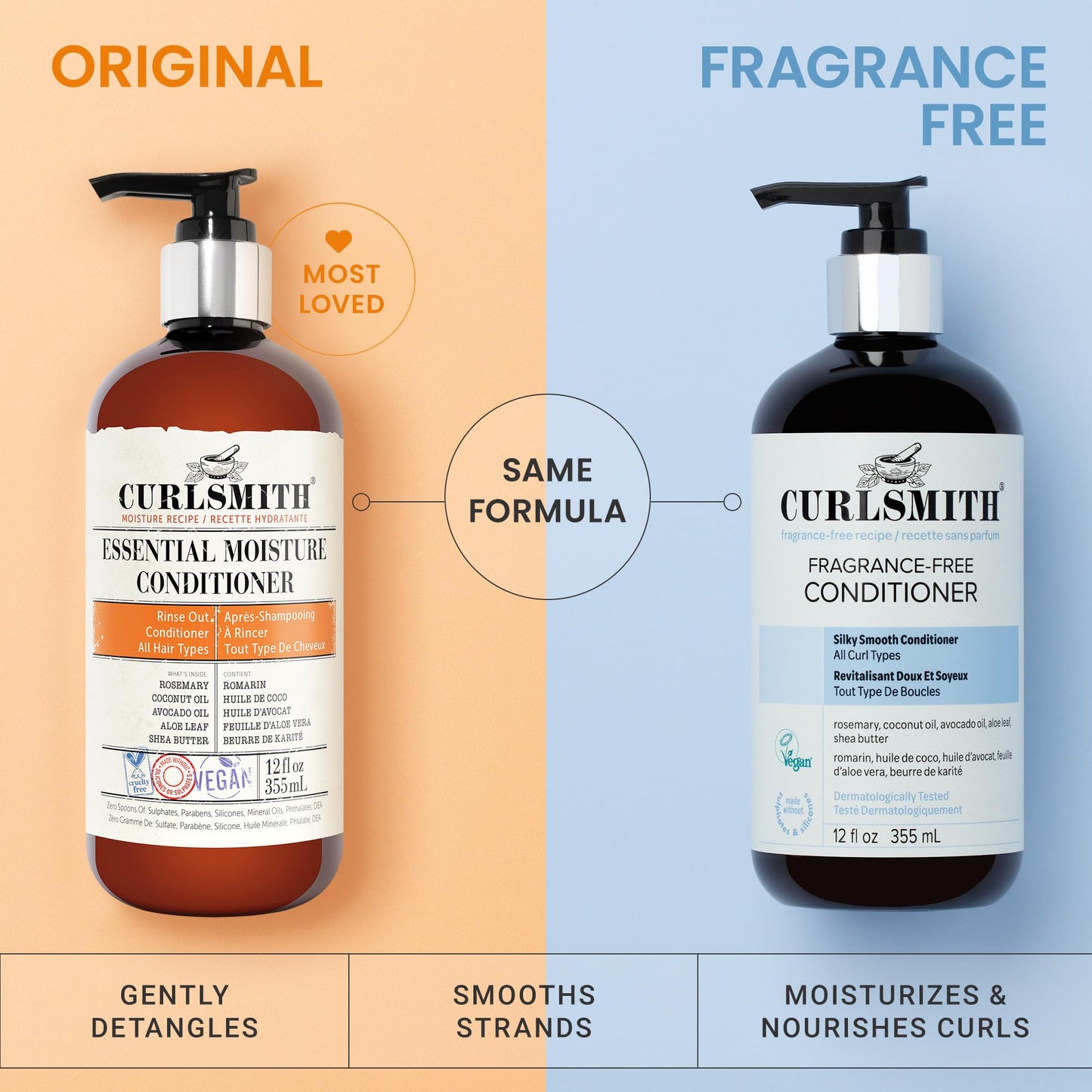 CURLSMITH Fragrance-Free Conditioner - Gently Detangles, Soften and Smooths Hair for Silky Curls (12 oz)