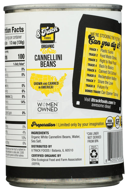8 Track Foods Organic White Cannellini Beans, 15 Oz