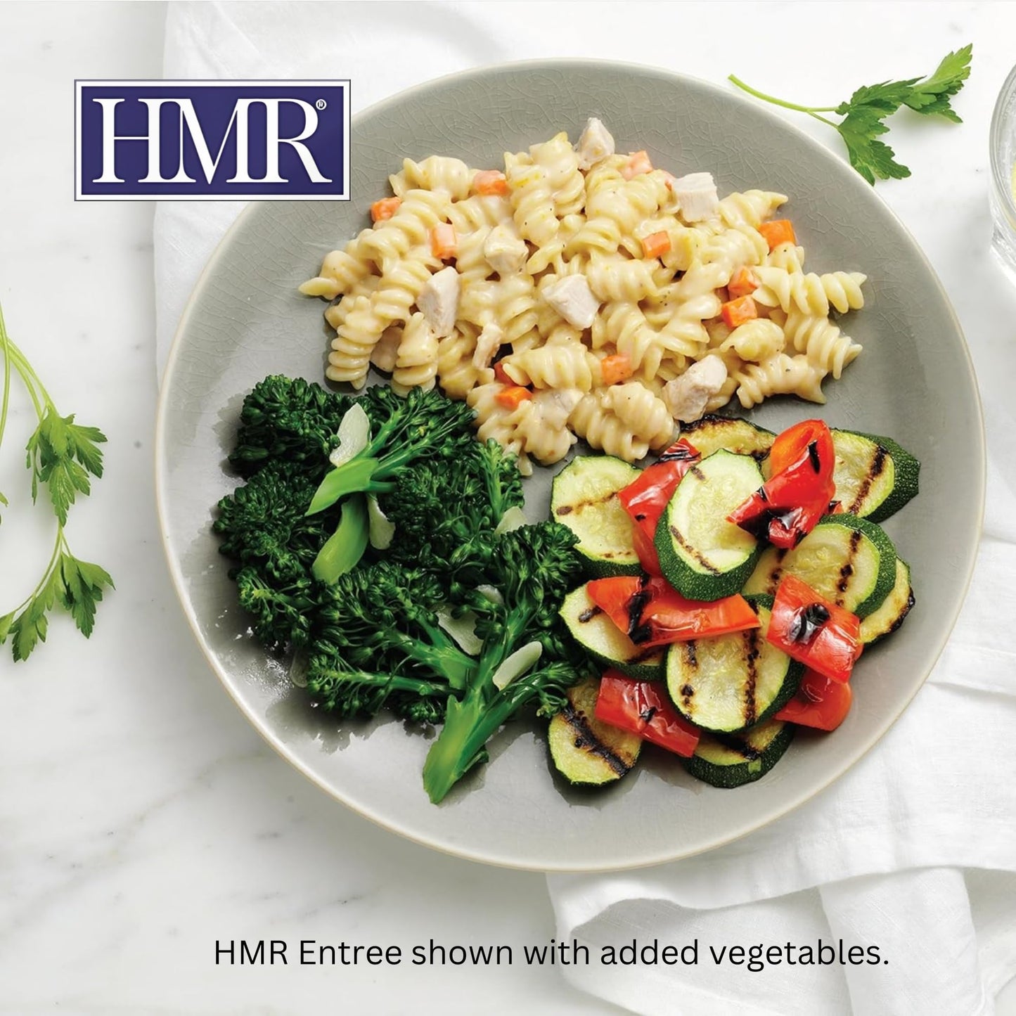 HMR Rotini Chicken Alfredo Entrée | Pre-packaged Lunch or Dinner to Support Healthy Eating | Ready to Eat | 16g of Protein | Low Calorie Food | 7oz Serving per Meal | Pack of 3