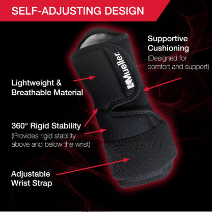 MUELLER Sports Medicine Adjustable Night Support Wrist Brace, For Sleeping, Arm Compression worn Left or Right For Men and Women, Black, One Size Fits Most