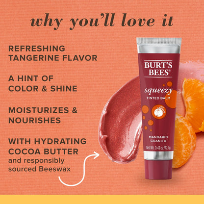 Burts Bees, Squeezy Tinted Lip Balm - Mandarin Granita, 0.43 Ounce
