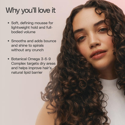 Ouidad VitalCurl+ Curl Defining Mousse, Lightweight Hair Foam, Styler for Soft, Touchable Hold, Adds Shine, Bounce & Volume, For Spiral Curls