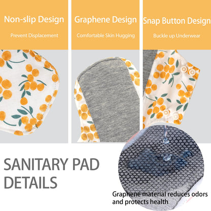 AIO Reusable Washable Cloth Menstrual Pads Sanitary Pad 5 pcs Pads with Mini Wet Bag M