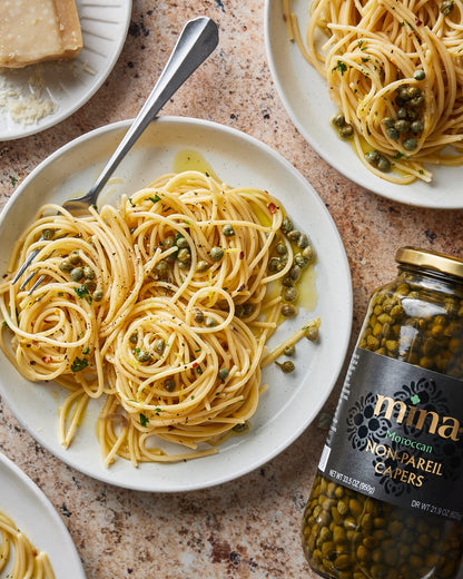Mina Capers Non Pareil 7 oz, Perfect Mediterranean Seasoning or Garnish, Moroccan Capers Jar, Made with only Caper, Water, Vinegar and Sea Salt, Non GMO, Keto, Vegan, Gluten Free