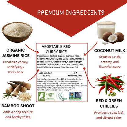24Vegan - Gourmet Thai Red Curry Meal with Organic Jasmine Rice - Non-GMO, Gluten-Free, Vegan Thai Red Curry, Instant Curry - Just Heat & Eat - Pack of 1