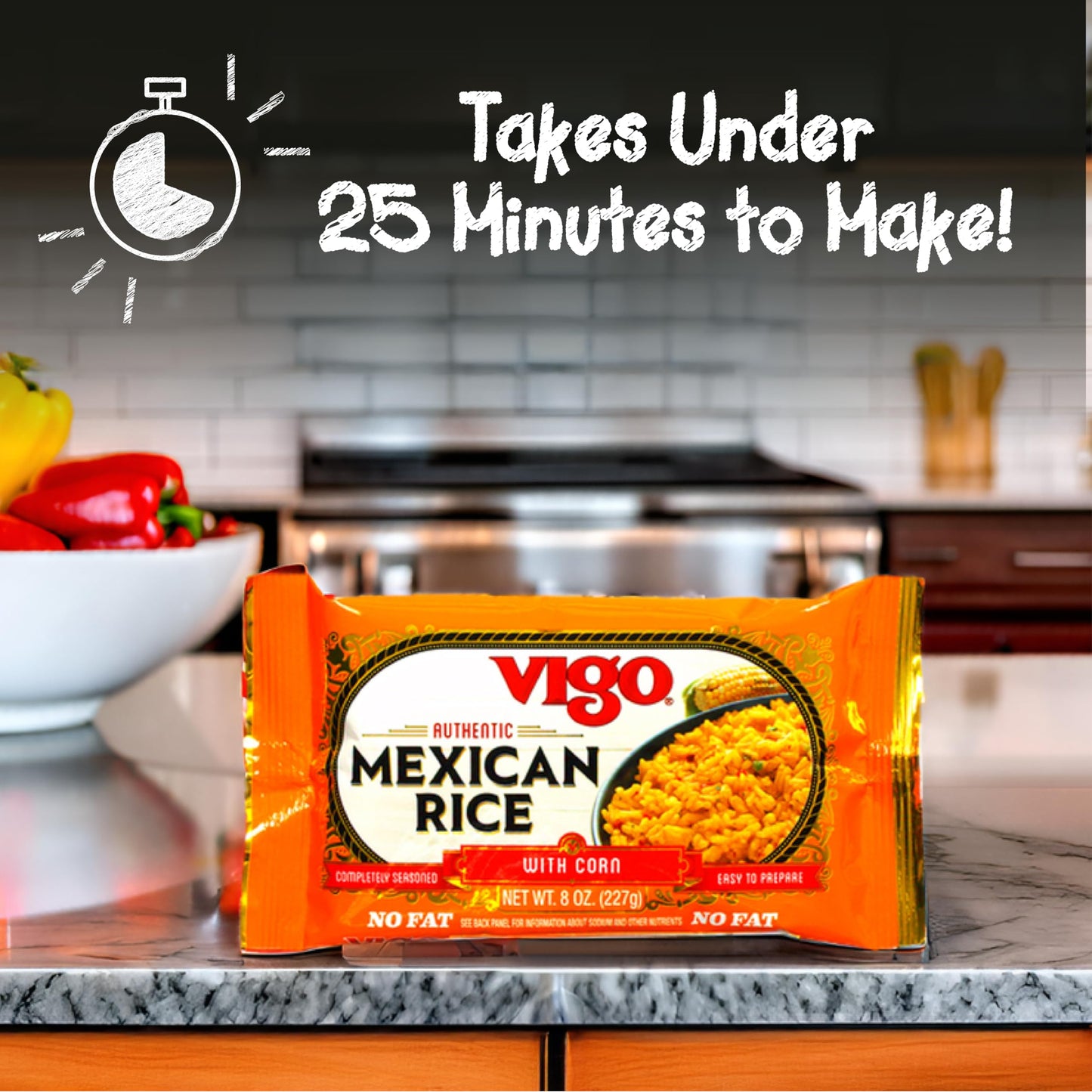 Vigo Authentic Mexican Rice with Corn, No Fat (8 Ounce (Pack of 12))