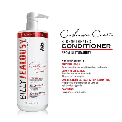 Billy Jealousy Cashmere Coat Hair Conditioner for Men, Strengthening & Hydrating Conditioner Infused with Peppermint, Lemon Fruit & Swertia Extract Ideal for Fine, Thinning Hair