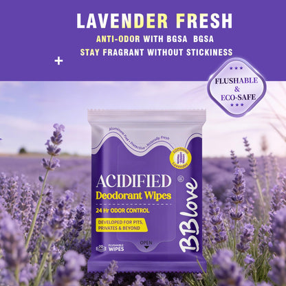 Acidified Body Wipes - 24H Odor Control, pH Balanced for Underarms & Whole Body, Aluminum-Free & Skin-Loving Formula, 80 Wipes
