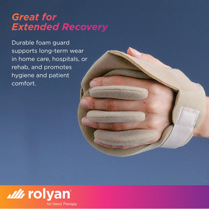 Rolyan Sof-Foam Palm Shield for Right Hand, Finger Separators and Soft Foam Cushion for Hand Contracture Support, Non-Latex Hand Protector for Stroke Recovery, Elderly, or Surgery Aftercare