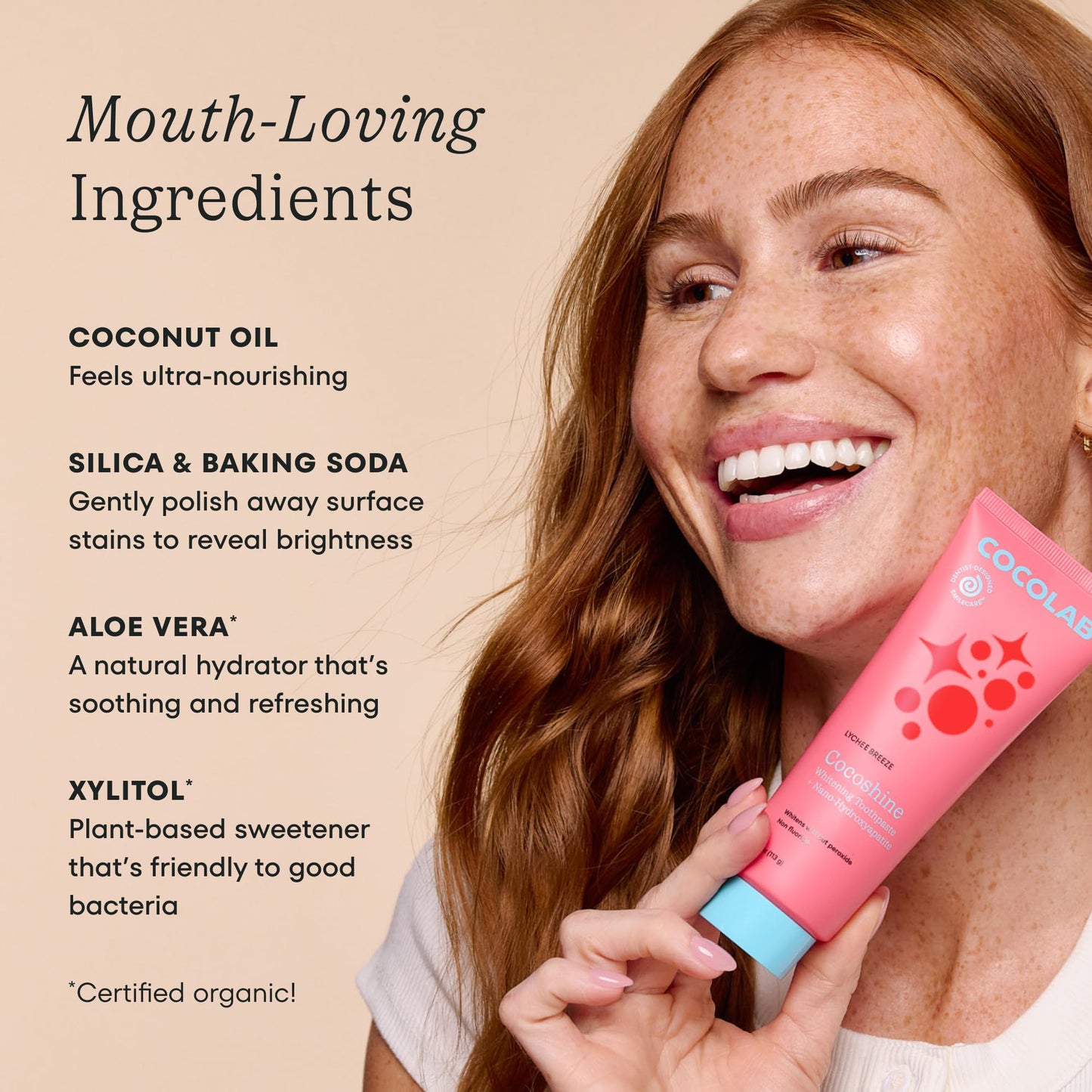 Cocoshine Teeth Whitening Toothpaste by Cocolab, Nano-Hydroxyapatite Toothpaste, Non-Fluoride with Xylitol and Coconut Oil, Gently Formulated for Sensitive Teeth, for Adults and Kids, Mint, 4 Oz