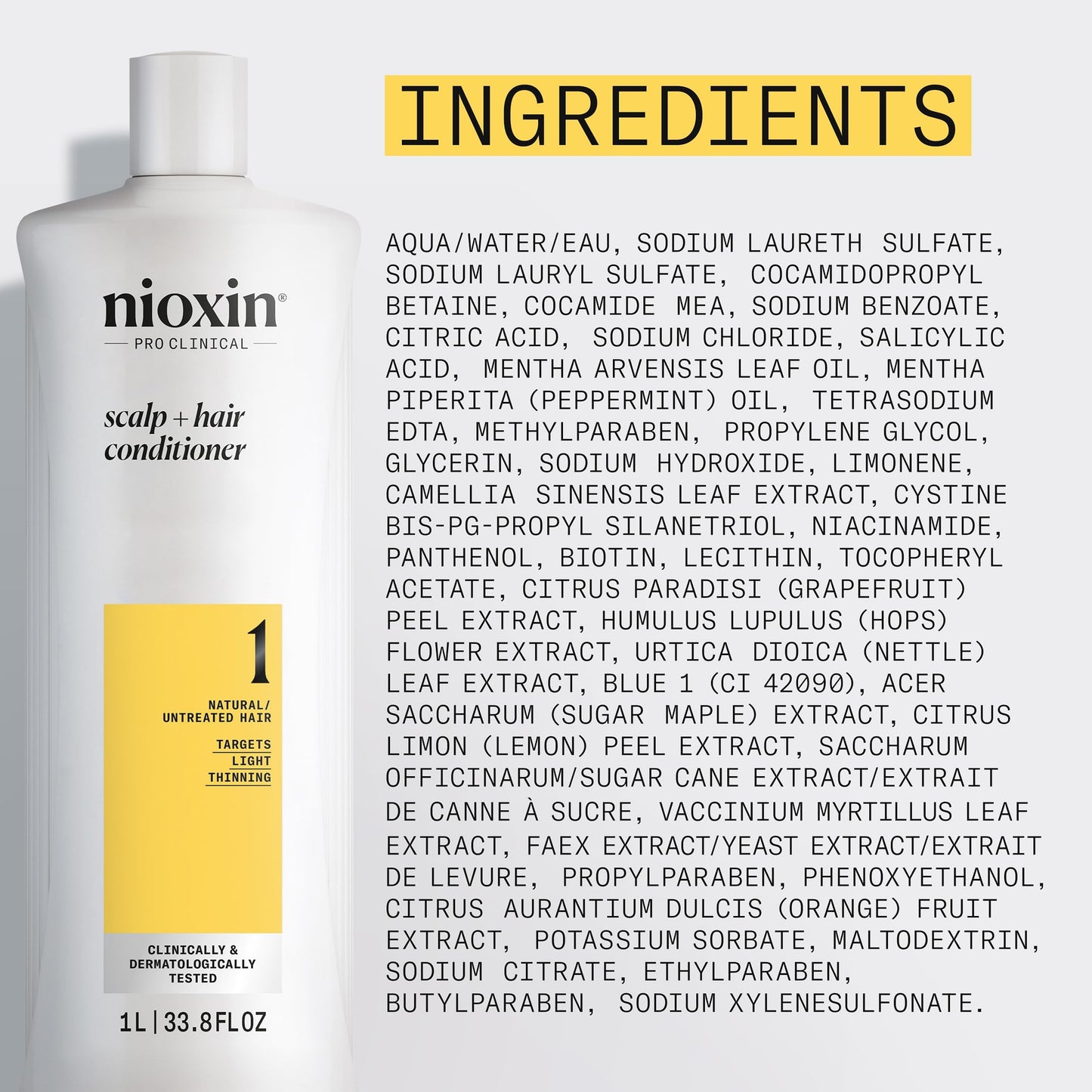Nioxin System 1 Scalp + Hair Thickening Conditioner for Natural Hair with Light Thinning | Strengthen Against Breakage with Niacinamide & Biotin | Refreshed Scalp with Healthy Shine