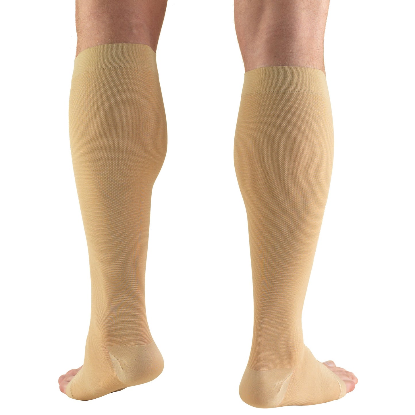 Truform 20-30 mmHg Compression Stockings for Men and Women, Knee High Length, Open Toe, Beige, Medium (1 Pair)