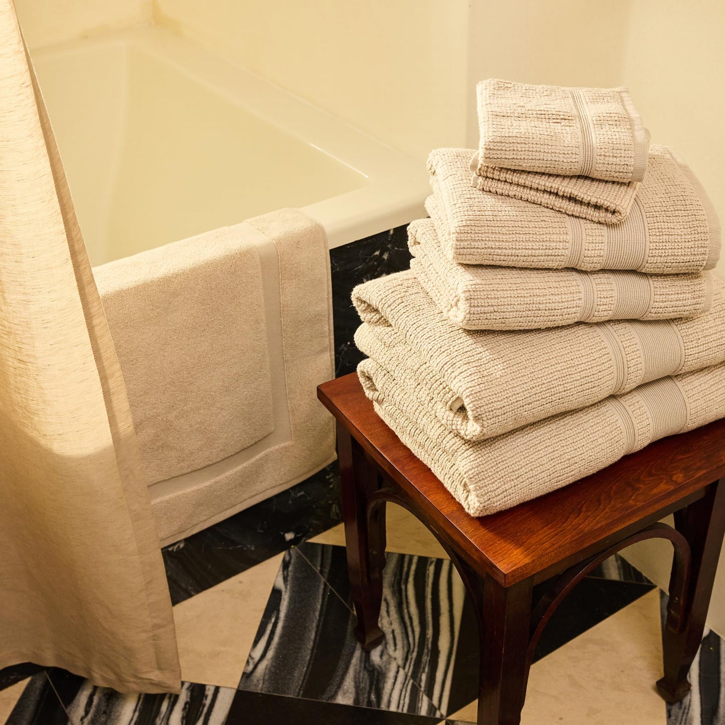 Preston Lane Douro Washcloth Set – 2 Pack Luxury Cotton Towels, Ultra Soft & Absorbent, Quick-Dry Spa-Quality Bathroom Towels, Made in Portugal, Clay