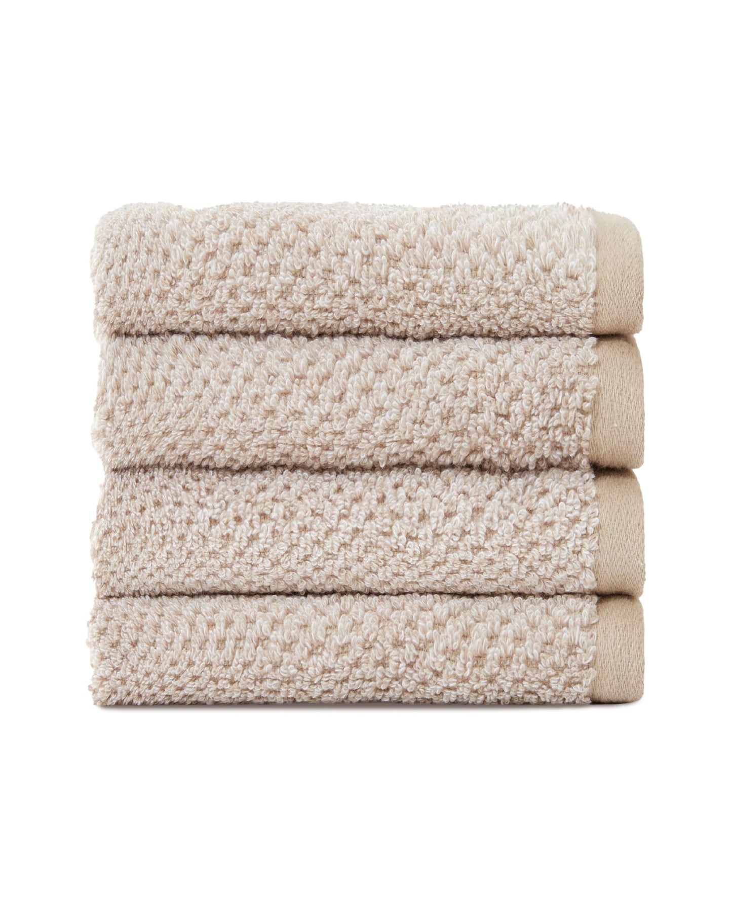 Cozy Earth Nantucket 60% Cotton 40% Viscose from Bamboo Washcloth - 600 GSM Plush & Fast-Drying with Rice Weave Pattern - 4 Pack 13" x 13" Luxury Washcloth - Sand