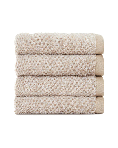 Cozy Earth Nantucket 60% Cotton 40% Viscose from Bamboo Washcloth - 600 GSM Plush & Fast-Drying with Rice Weave Pattern - 4 Pack 13" x 13" Luxury Washcloth - Sand