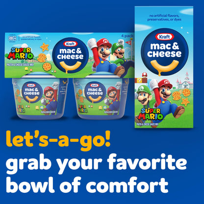 Kraft Mac & Cheese with Super Mario Power-Up Pasta Shapes, 1 Box, for Easy Dinner or Dinner Sides, Original Flavor, No Artificial Flavors, Preservatives or Dyes, 5.5 oz
