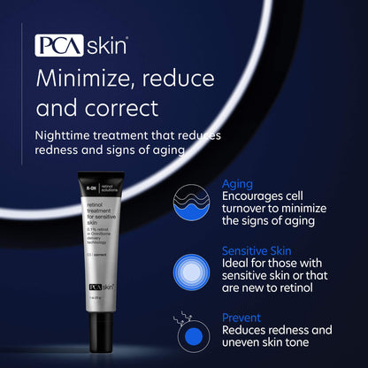 PCA SKIN Retinol Treatment for Sensitive Skin - Anti Aging Face Serum to Gently Reduce Redness & Minimize Fine Lines & Wrinkles - Contains Vitamin A & Hydrating Niacinamide (1 oz)