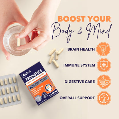 Probiotic Bundle for Vaginal Health & Brain Support – 50B CFU + 30B CFU with 15 Strains – Supports pH Balance, Vaginal Flora, Memory, Focus, Immunity, Digestion, & Mental Clarity – Shelf Stable