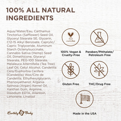 Earthly Body Miracle Oil Tea Tree Creme, 4 oz. - Tea Tree, Hemp Seed, Safflower & Sunflower Seed Oils - Nourish & Protect Skin, Smooth Rough Patches, Calm Irritation - 100% Vegan, Cruelty-Free