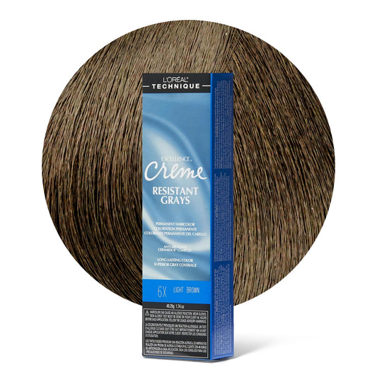 L'Oréal Technique Excellence Crème Resistant Grays Permanent Hair Color - Maximum Gray Coverage on Resistant Grays, Rich Crème No-Drip Formula and Patented Gray Seeking Dyes, For All Hair Types