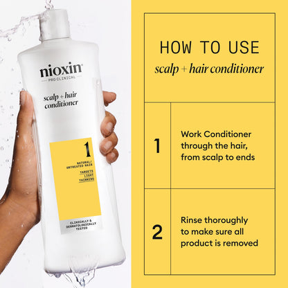 Nioxin System 1 Scalp + Hair Thickening Conditioner for Natural Hair with Light Thinning | Strengthen Against Breakage with Niacinamide & Biotin | Refreshed Scalp with Healthy Shine