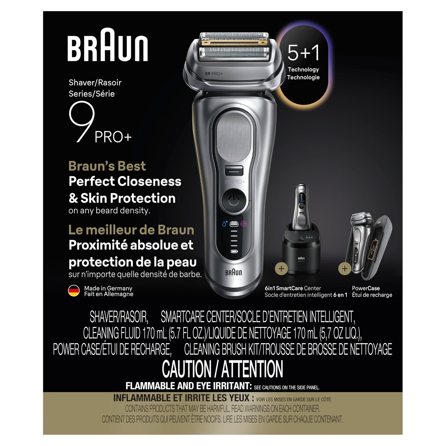 Braun Electric Razor for Men Series 9 PRO+ Electric Foil Shaver with Precision Trimmer, 6in1 SmartCare Center, Travel Powercase, 9677cc