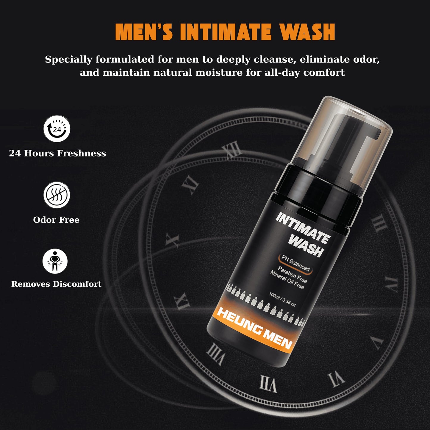 Intimate Wash for Men Combo Pack of 2 | Foaming Cleanser with Green Tea & Orange Oil | pH Balanced | Natural Ingredients | Cool, refreshing feeling | 6.67 fl oz Total | 2 pc Gift Set