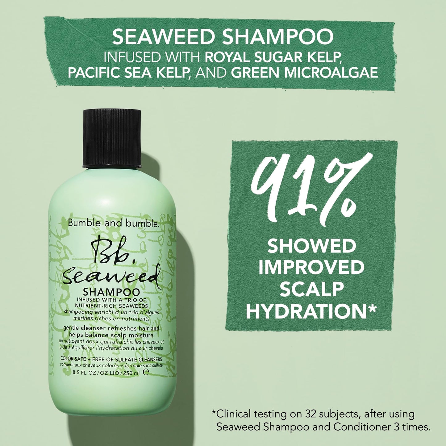 Bumble and bumble. Seaweed Hydrating Shampoo | Gently Cleanses Without Stripping |Improves Scalp Hydration| Sulfate Cleanser Free | For Fine to Medium Curly Wavy Straight Hair
