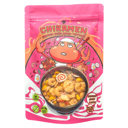 CHIRAMEN Dried Seafood Mix Ramen Toppings – Shrimp, Fish Cake, Squid, Imitation Crab & Egg – Instant Noodle Topping for Cup Noodles, Ramen Bowls & Quick Meals