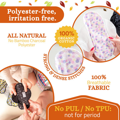 Non-Slip Reusable Organic Panty Liners for Women & Teens (Tanga 7-Pack) – Breathable, High-Temp Washable Cloth Panty Liners for Vaginal Discharge – Soft Cotton Keep You Fresh & Dry for Daily Use