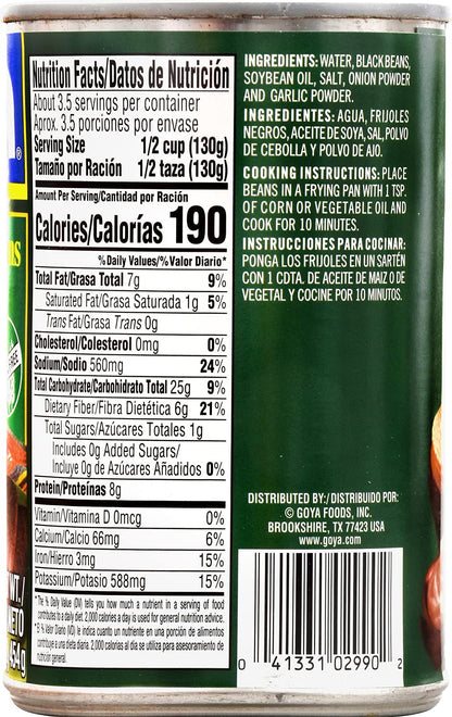 Goya Foods Refried Black Beans (Frijoles Negros Volteados), 16-Ounce (Pack of 12)