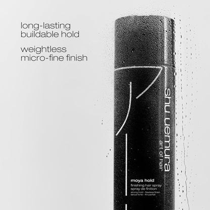 shu uemura art of hair moya hold finishing hair spray - long-lasting hold hairspray, defines styles and adds shine, lightweight micro-fine finish, for slicked back, updos, blowouts, 8.0 oz
