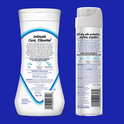 Summer's Eve Ultimate Odor Control Feminine Spray, 2 oz & Body Wash with Boric Acid, 15 Fl Oz